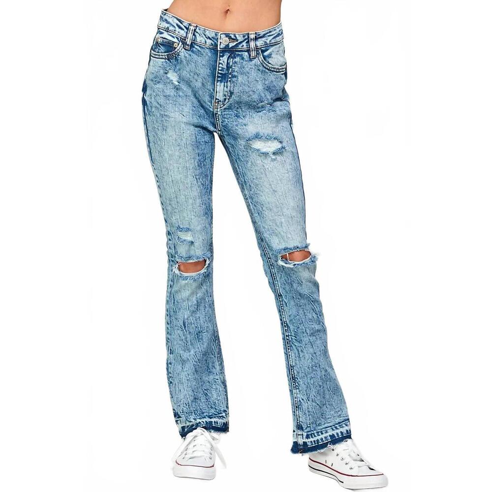 NEW I&M JEANS high rise slim bootcut jeans in acid medium wash